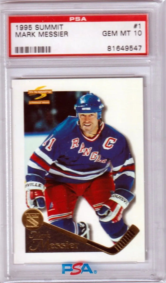 PSA-graded 1995 Summit Mark Messier hockey card, New York Rangers, box free shipping