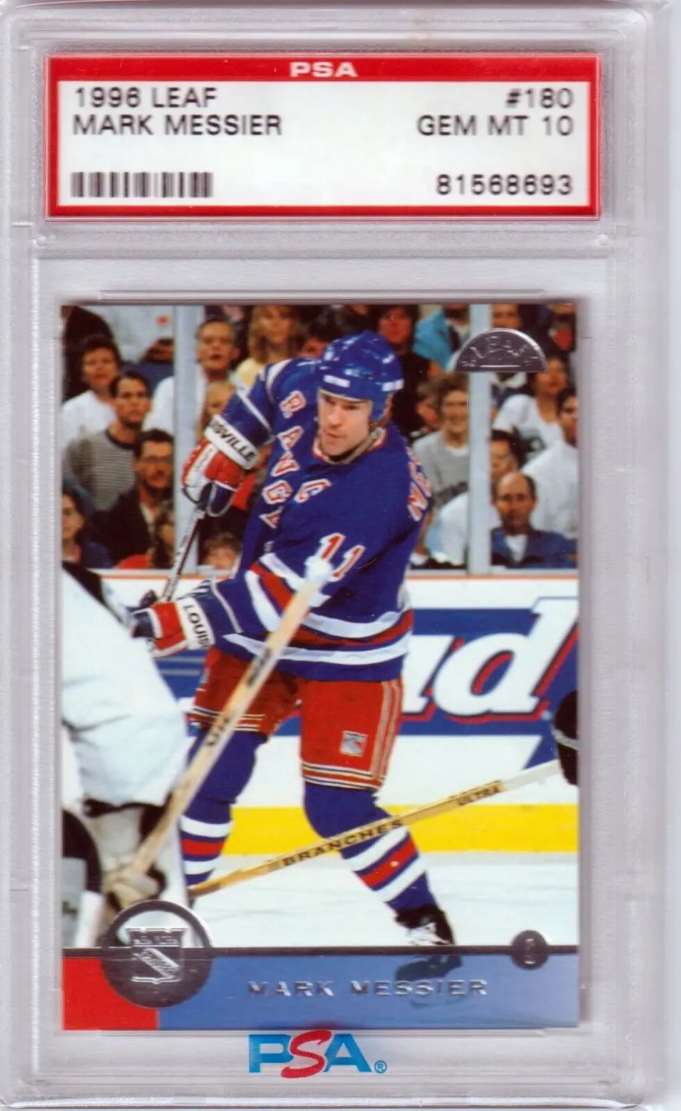 PSA 10 GEM MINT Mark Messier 1996 Leaf hockey card single card from Columbia Hobby