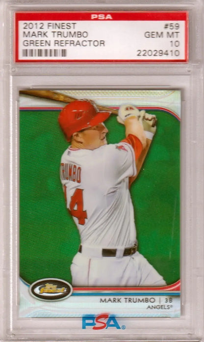 PSA 10 Mark Trumbo 2012 Topps Finest Green Refractor Angels single card at Columbia Hobby