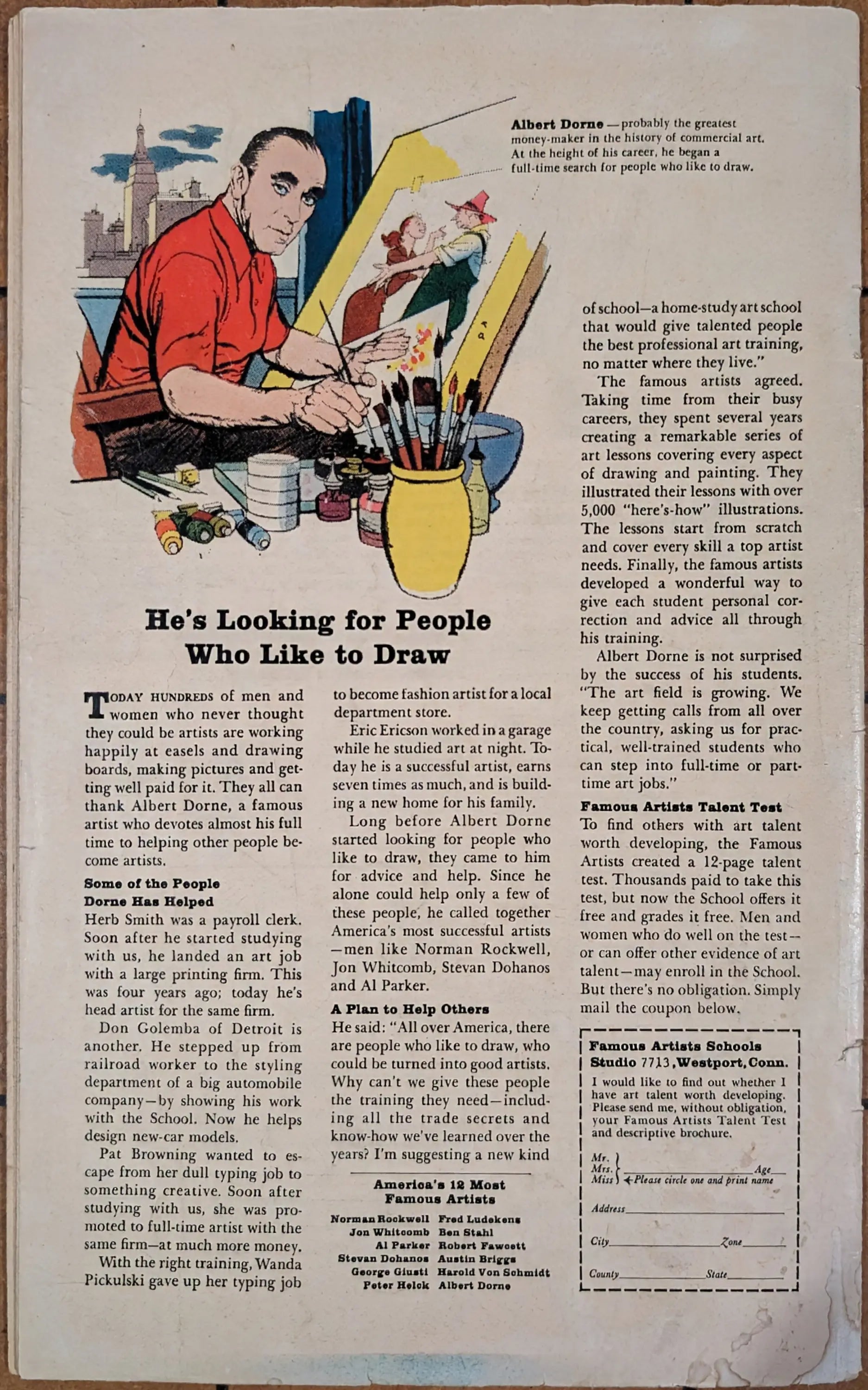 Magazine article page illustration of a person in a red shirt at a desk with Marvel 1965 Amazing Spider-Man 30 GD