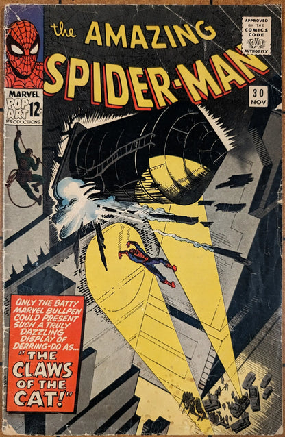 Vintage Amazing Spider-Man comic book cover with Claws of the Cat text for trading cards