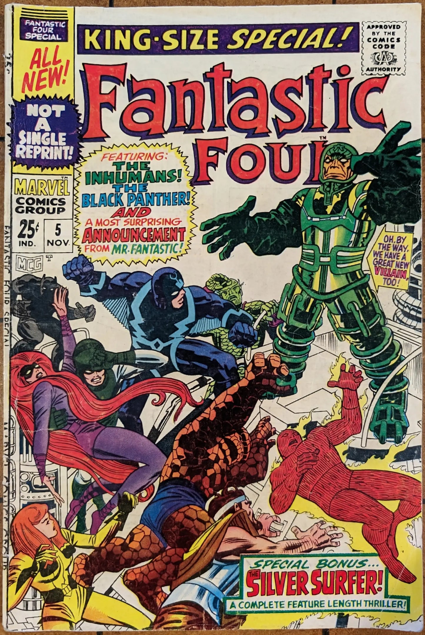 Vintage Marvel Comics Fantastic Four King-Size Special cover with Silver Surfer battling villains