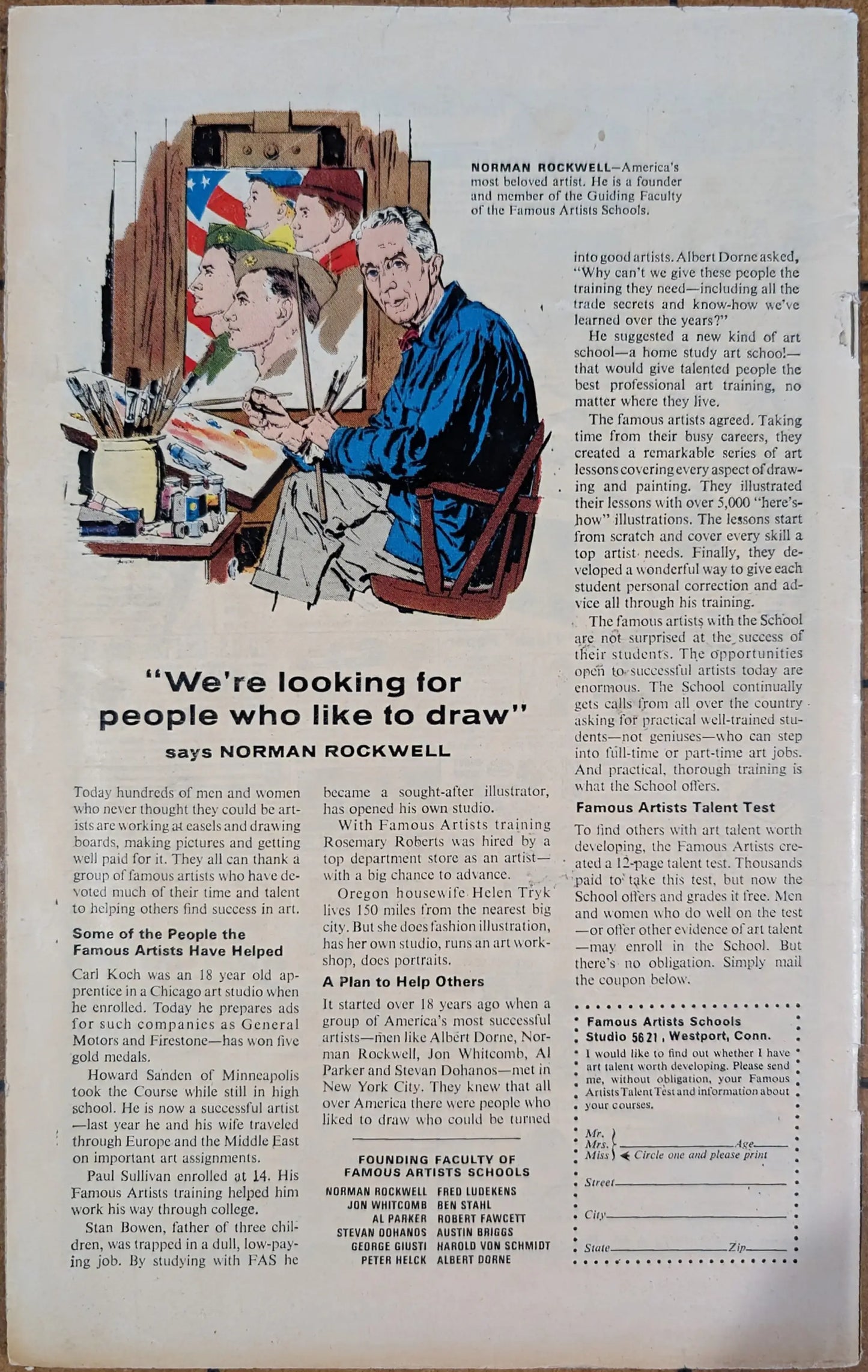 Vintage magazine ad featuring artwork of a figure in a blue robe, perfect for trading cards