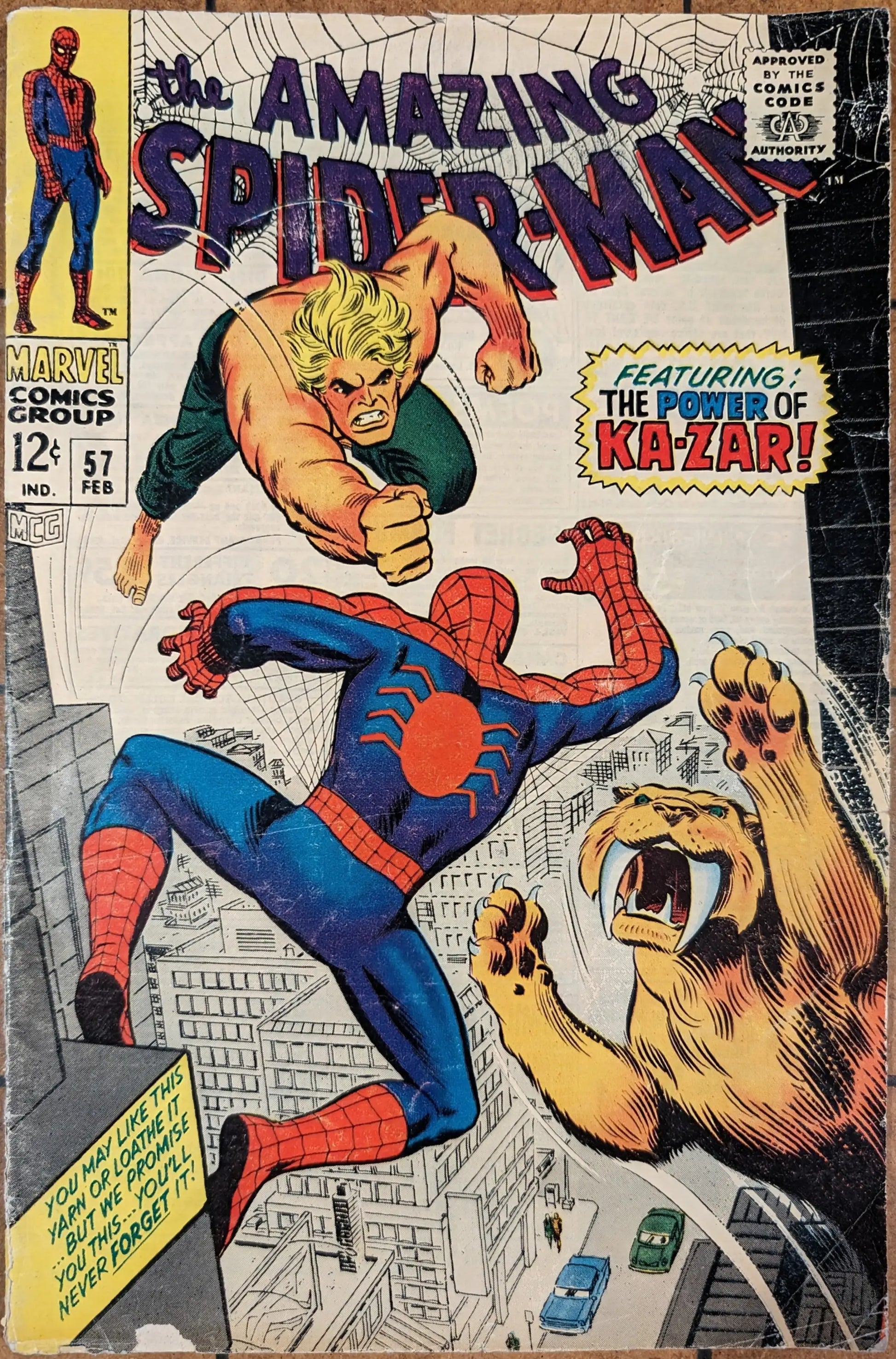 Vintage Amazing Spider-Man comic cover with Spider-Man vs Kraven the Hunter for trading cards