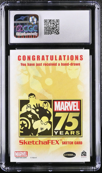 Marvel 75th Anniversary Sketch Card by Matt Glebe in protective case with QR code