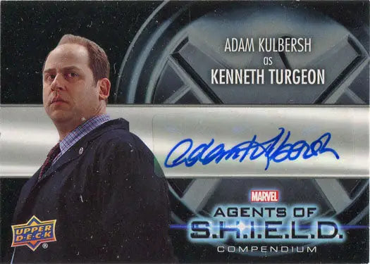 Autograph card of Adam Kulbersh as Kenneth from Marvel Agents of S.H.I.E.L.D. trading cards