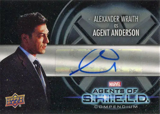 Autographed trading card of Alexander Wraith from Marvel Agents of S.H.I.E.L.D. series