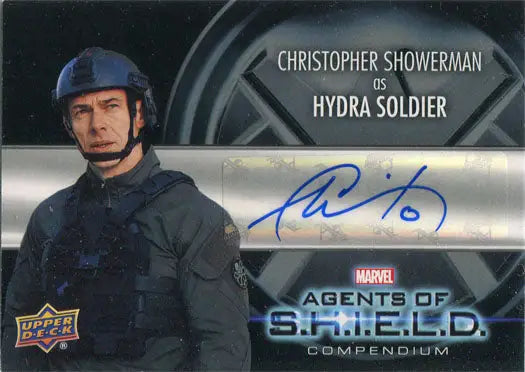 Autographed trading card of Christopher Showerman from Marvel Agents of S.H.I.E.L.D