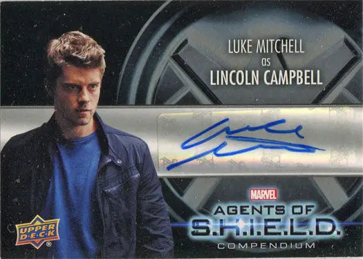 Autographed trading card of Luke Mitchell from Agents of S.H.I.E.LD. collectible series