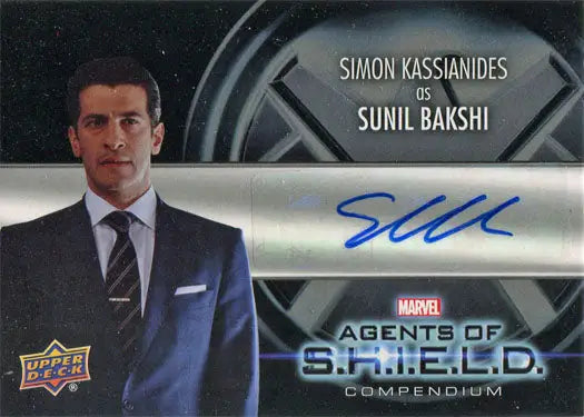 Autographed trading card of Simon Kassianides from Marvel Agents of S.H.I.E.L.D