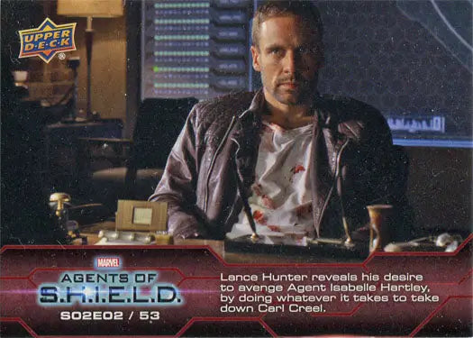 Man at desk in Marvel Agents of SHIELD Compendium Season 2 Chase Card 53 trading card