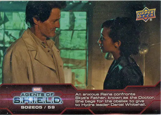 Trading card featuring Agents of S.H.I.E.L.D. characters in conversation from Season 2 Chase Card