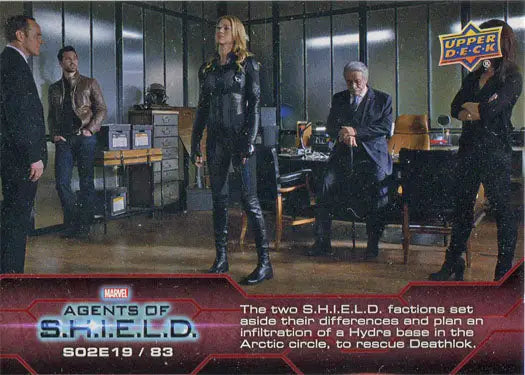 Marvel Agents of S.H.I.E.L.D. Chase Card featuring characters in an office scene