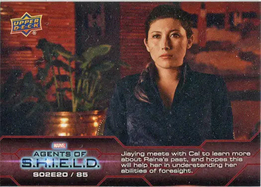 Dark-haired woman in navy jacket featured on Marvel Agents of SHIELD chase card