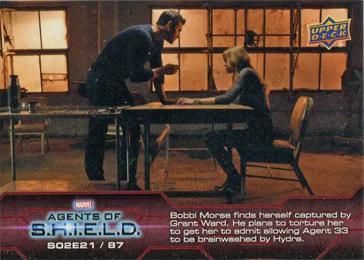 Marvel Agents of SHIELD chase card depicting a pivotal table scene between two characters