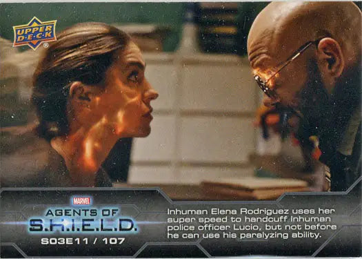 Chase card from Marvel Agents of SHIELD featuring two characters in intense conversation