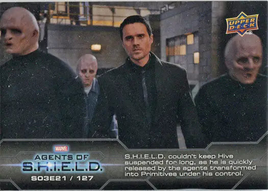 Marvel Agents of SHIELD Chase Card featuring a man in a suit surrounded by pale figures