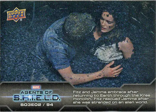 Dramatic embrace scene on Marvel Agents of SHIELD Season 3 chase card for collectors