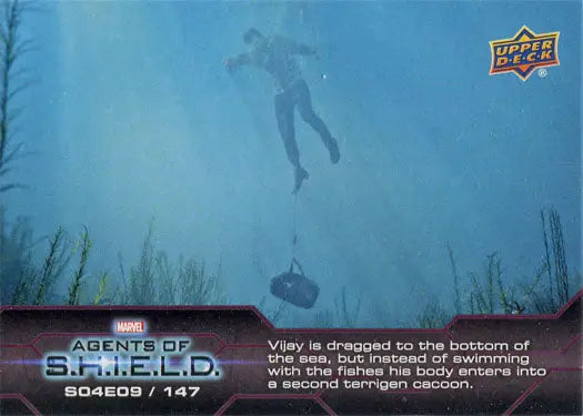 Underwater scene chase card featuring a silhouette of a sinking person from Marvel Agents of SHIELD