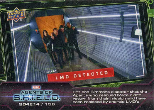 Marvel Agents of S.H.I.E.L.D. Chase Card featuring characters in a corridor scene