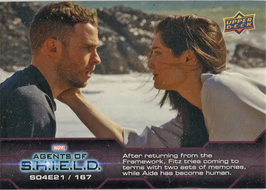 Close-up scene of two intense characters on Marvel Agents of SHIELD chase card