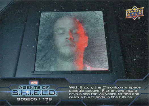 Face impression in ice with reddish light on Marvel Agents of SHIELD Chase Card 179