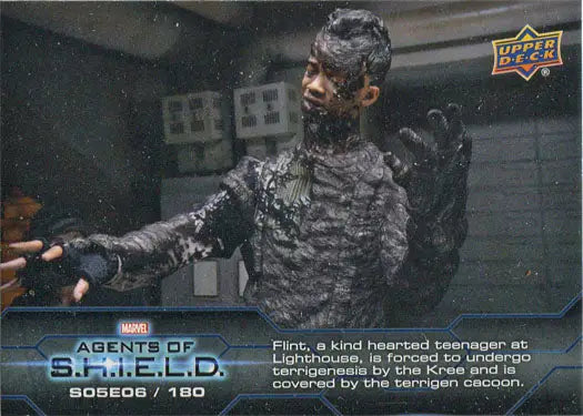 Humanoid figure covered in dark substance featured on Marvel Agents of SHIELD chase card