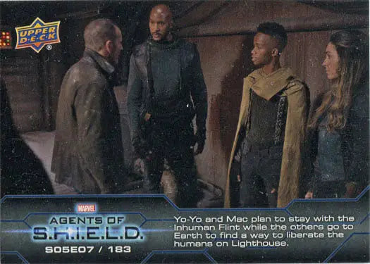 Trading card featuring Marvel Agents of SHIELD characters in conversation, chase card