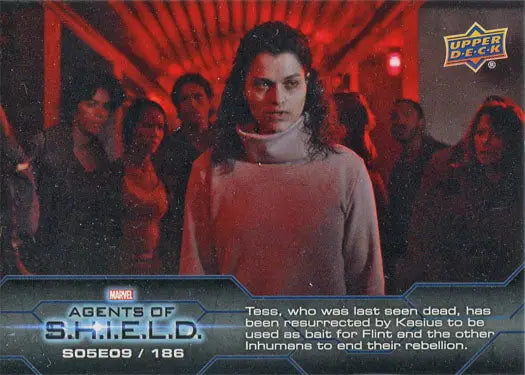 Trading card of Marvel Agents of SHIELD featuring a figure in a white sweater