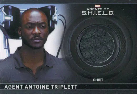 Trading card of Agent Triplett featuring a fabric swatch from Marvel Agents of SHIELD