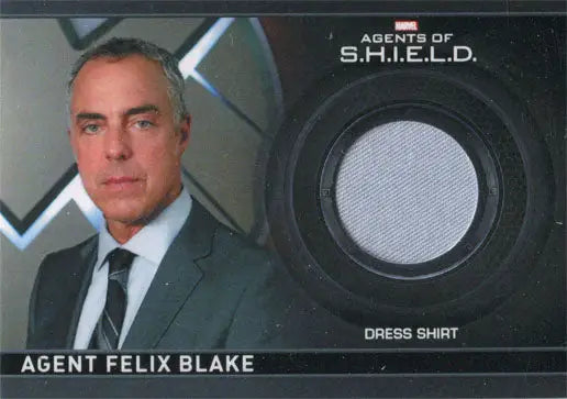 Trading card depicting Agent Blake in a suit with Dress Shirt swatch from Marvel series