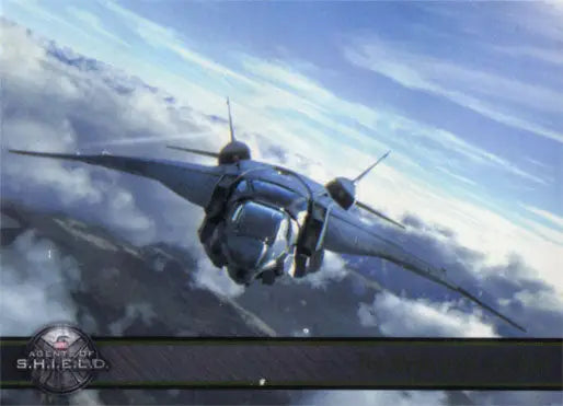 Sleek futuristic aircraft in clouds on Marvel Agents of SHIELD Gold Parallel trading card