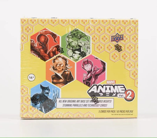 Marvel Anime Volume 2 Hobby Box by Upper Deck featuring superhero artwork and event capsule cards