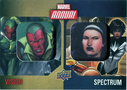 Trading card featuring Vision and Spectrum in Marvel Annual 2016 Character Patch Chase