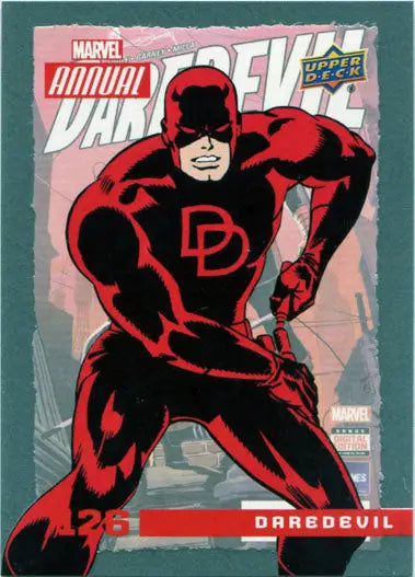 Marvel Annual 2016 Short Print Chase Card featuring Daredevil in action pose