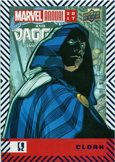 Marvel Annual 2017 Base Purple Parallel Card 52 featuring Cloak in dynamic pose