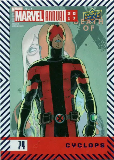 Marvel Annual 2017 Purple Parallel Trading Card 74 Cyclops in Red and Black Costume