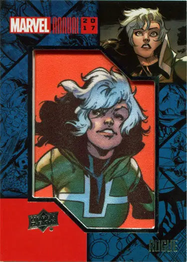 Character patch card featuring Rogue from Marvel Annual 2017 with white and brown hair