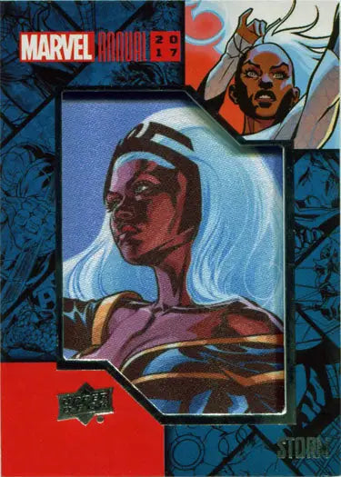 Marvel Annual 2017 CP-9 Character Patch Card featuring Storm with white hair and purple costume