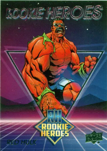 Muscular orange superhero emerging from frame in Marvel Annual 2017 Rookie Heroes Chase Card