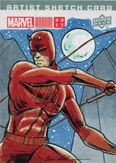 Dynamic illustration of Daredevil by Eric Lehtonen in Marvel Annual Sketch Card