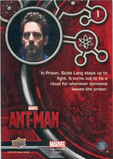 Bronze Base Parallel Ant-Man Chase Card featuring a man with facial hair on a red background