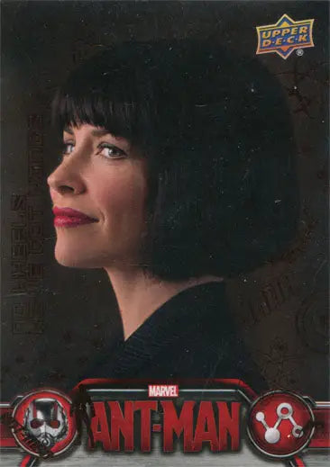 Portrait of a woman with dark hair and red lipstick for Marvel Ant-Man Bronze Base Parallel Chase Card