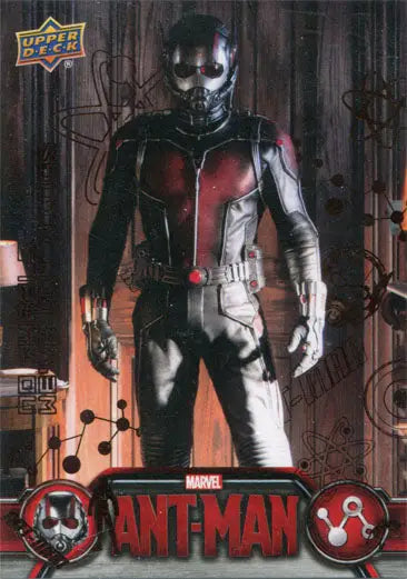 Superhero in red and metallic suit striking a pose for Marvel Ant-Man Bronze Base Parallel Chase Card