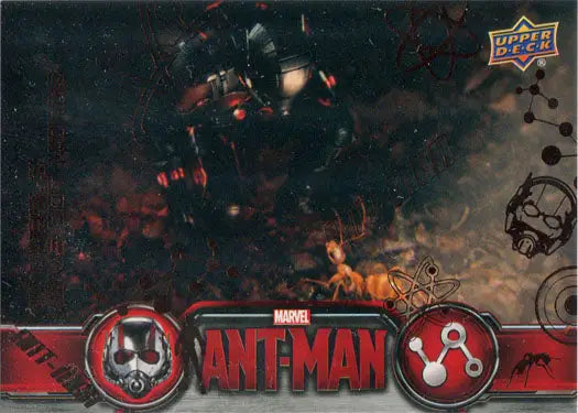 Superhero in high-tech suit shrinking, featured on Marvel Ant-Man Bronze Base Parallel Chase Card 55