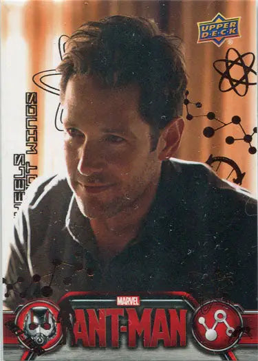 Close-up portrait of a man on a Marvel Ant-Man Bronze Base Parallel Chase Card