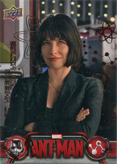 Trading card of a woman in a dark jacket from Marvel Ant-Man Bronze Base Parallel Chase Card 79