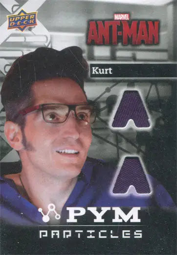 Marvel Ant-Man trading card featuring David Dastmalchian as Kurt in glasses and hat