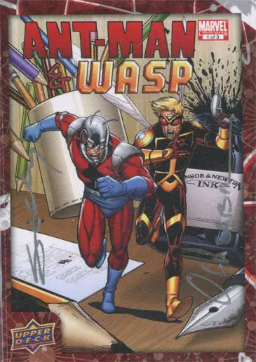 Comic book cover featuring Ant-Man and Wasp by Tim Seeley and Victor Olzaba for trading cards