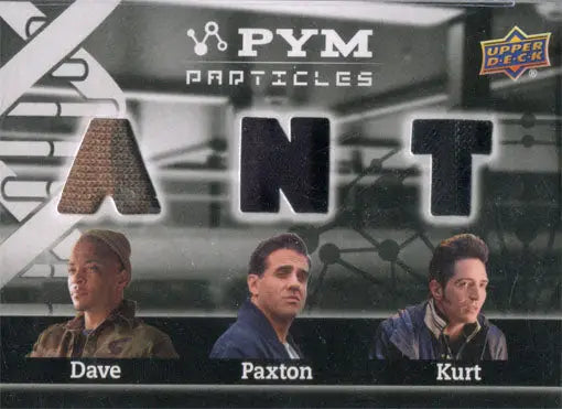 Trading card with Ant-Man characters, costume fabric, and Dave Paxton memorabilia